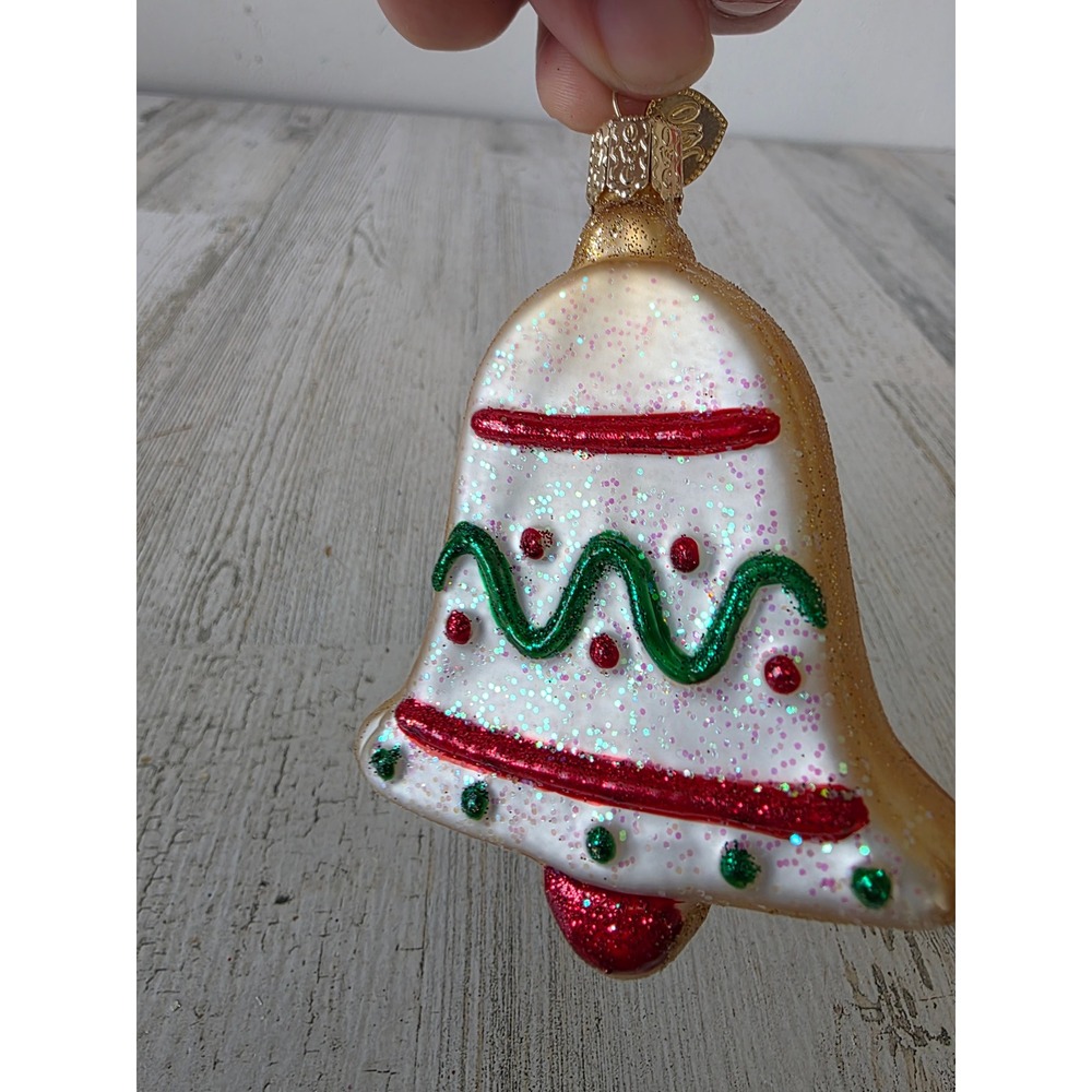 OWC old world bell cookie glass ornament glitter Xmas tree